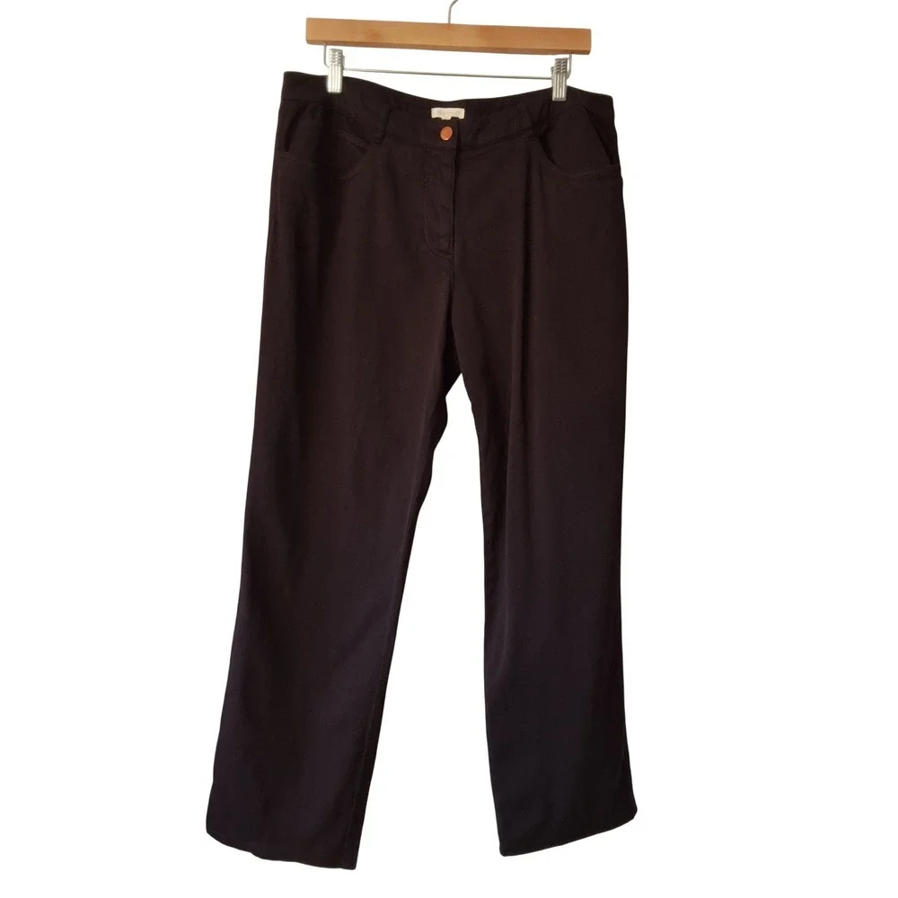 Eileen Fisher Women Large Organic Cotton Straight Leg Pant Minimalist Eco Casual